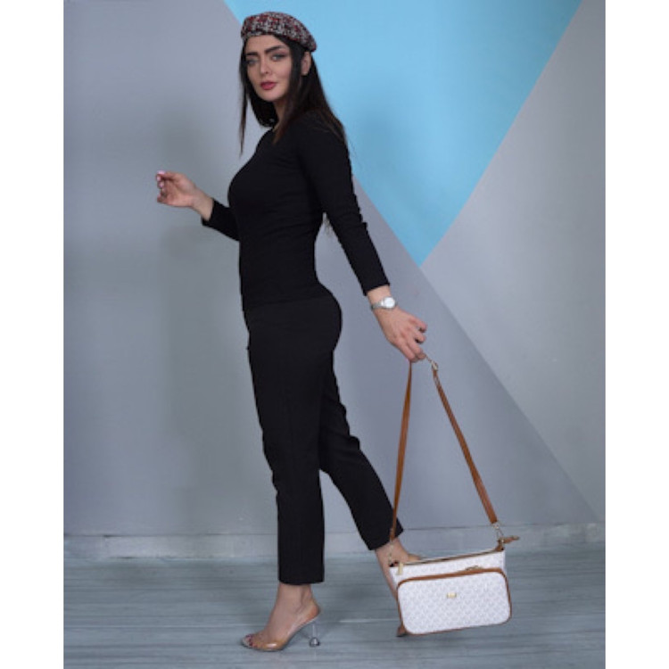 کیف دوشی زنانه مایکل کورس ۳زیپ سفید یراق رنگ ثابت