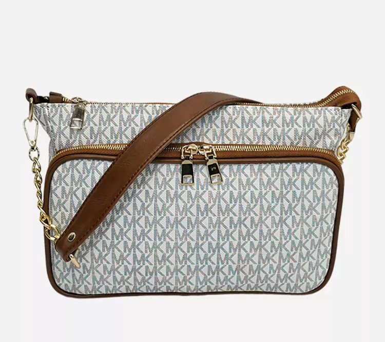 کیف دوشی زنانه مایکل کورس مدل ۳زیپ چرم صنعتی سفید Michael Kors