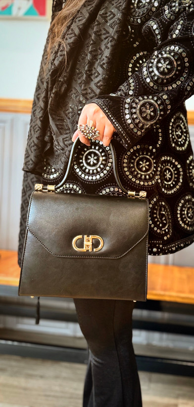 کیف مجلسی زنانه برند کریستین دیور Christian Dior مشکی ورنی براق