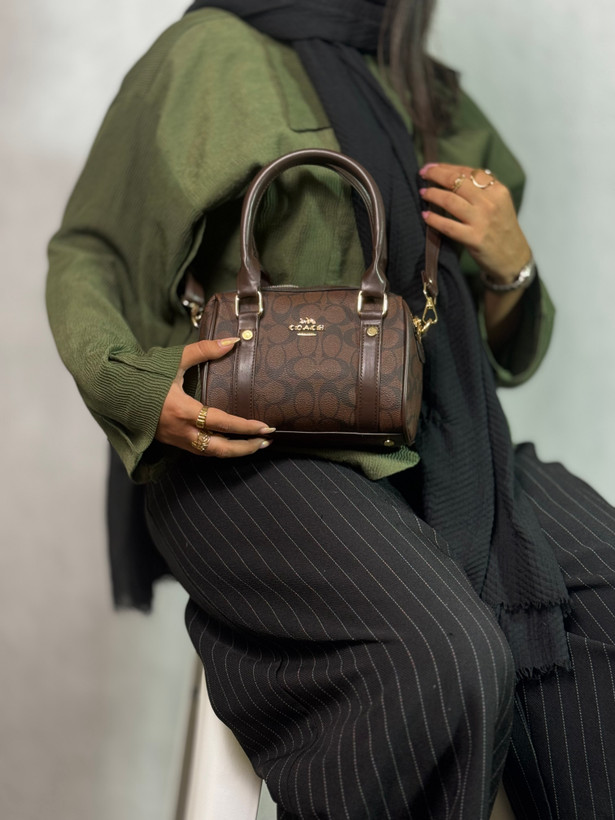 کیف صندوقی دخترانه کوچ قهوه ای coach