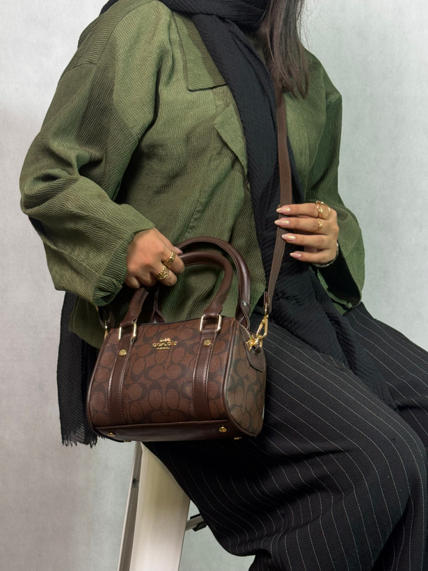 کیف صندوقی دخترانه کوچ قهوه ای coach