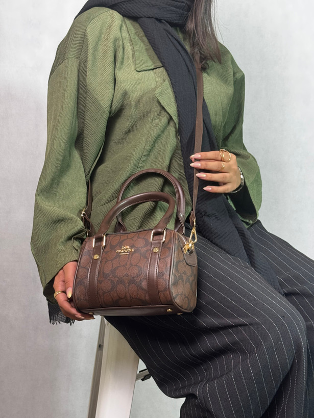 کیف صندوقی دخترانه کوچ قهوه ای coach